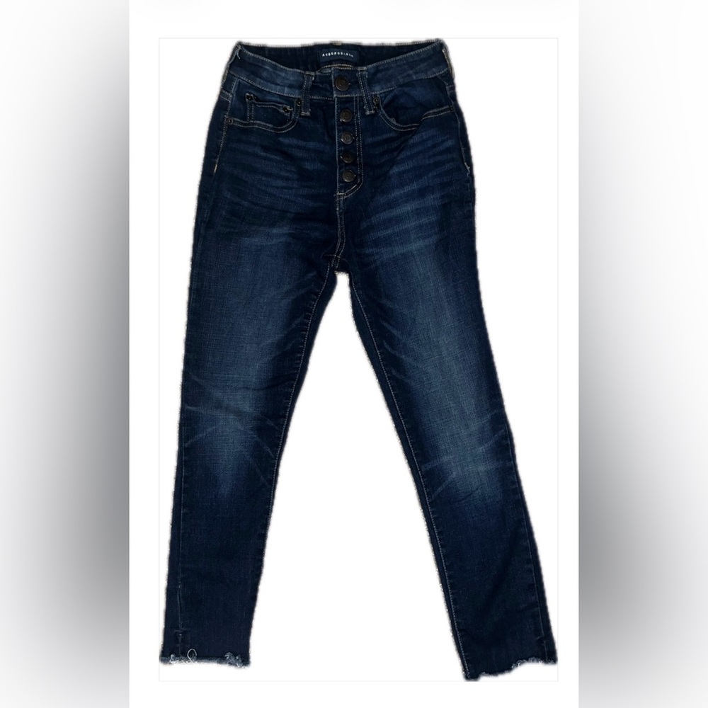 Aeropostale Dark Wash Flex Effects Super High Rise Crop Jeans